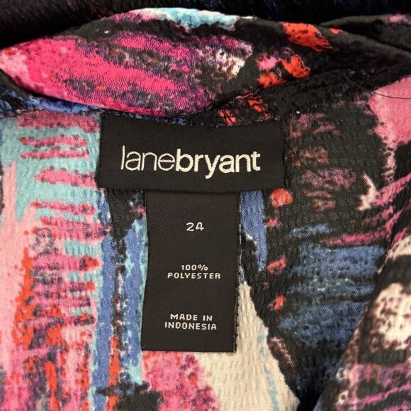 Lane Bryant Tunic Top Women's 24 Artsy Abstract Twist Neck Crinkle Tank Shirt - Picture 5 of 8